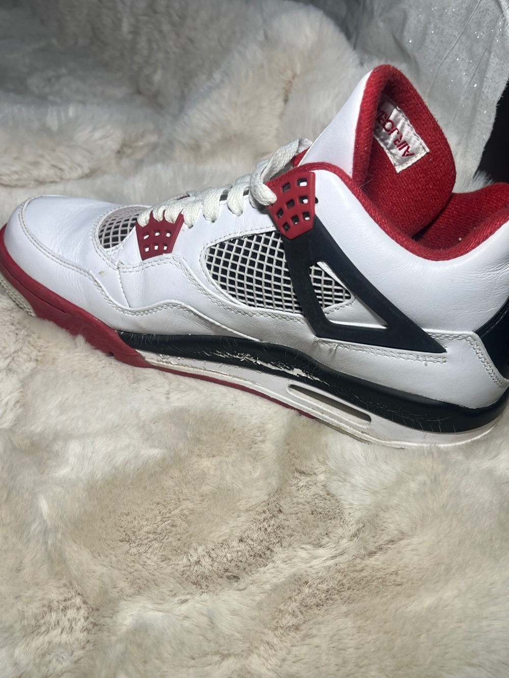 Air Jordan 4 Retro Fire Red 2012 Size 9.5 White Varsity Red Black w/ Box - Picture 5 of 10
